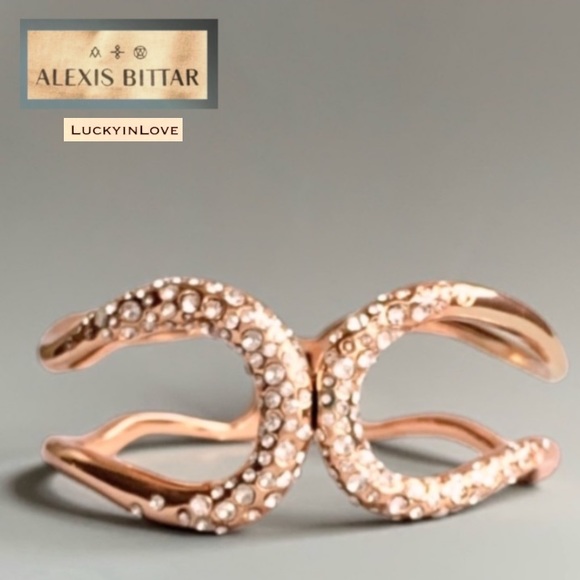 ALEXIS BITTAR • Rose Gold Miss Havisham Hinged Crystal Dusted Bangle Bracelet - Picture 1 of 14